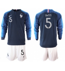 France #5 Umtiti Home Long Sleeves Soccer Country Jersey