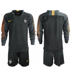 France Blank Black Goalkeeper Long Sleeves Soccer Country Jersey