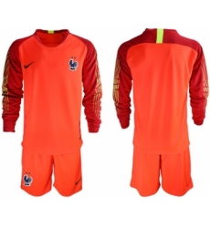 France Blank Red Goalkeeper Long Sleeves Soccer Country Jersey