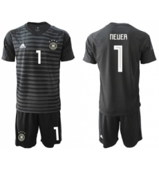 Germany #1 Neuer Black Goalkeeper Soccer Country Jersey