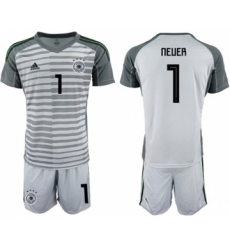 Germany #1 Neuer Grey Goalkeeper Soccer Country Jersey