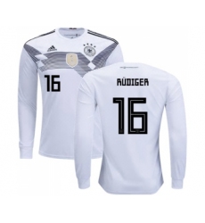 Germany #16 Rudiger White Home Long Sleeves Soccer Country Jersey