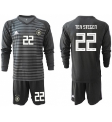 Germany #22 Ter Stegen Black Goalkeeper Long Sleeves Soccer Country Jersey