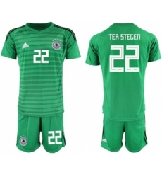 Germany #22 Ter Stegen Green Goalkeeper Soccer Country Jersey