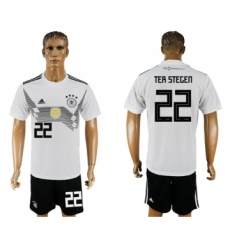 Germany #22 Ter Stegen White Home Soccer Country Jersey