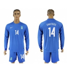 Greece #14 Dimitrios Away Long Sleeves Soccer Country Jersey