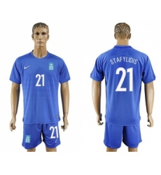 Greece #21 Stafylidis Away Soccer Country Jersey