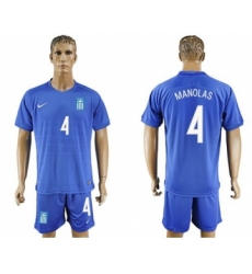 Greece #4 Manolas Away Soccer Country Jersey