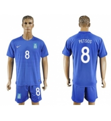 Greece #8 Petsos Away Soccer Country Jersey