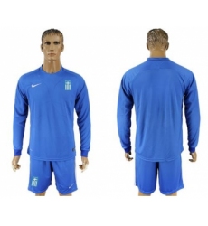 Greece Blank Away Long Sleeves Soccer Country Jersey