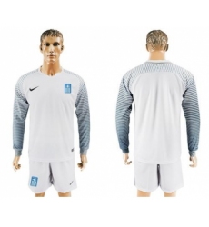 Greece Blank White Goalkeeper Long Sleeves Soccer Country Jersey
