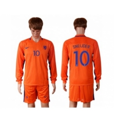 Holland #10 Sneijder Home Long Sleeves Soccer Country Jersey