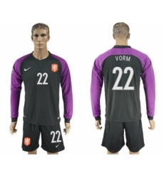 Holland #22 Vorm Black Goalkeeper Long Sleeves Soccer Country Jersey
