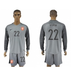 Holland #22 Vorm Grey Goalkeeper Long Sleeves Soccer Country Jersey