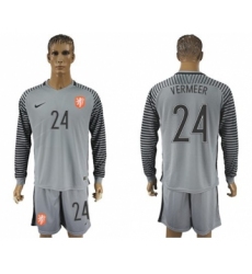 Holland #24 Vermeer Grey Goalkeeper Long Sleeves Soccer Country Jersey