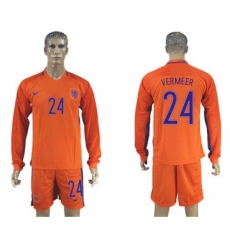 Holland #24 Vermeer Home Long Sleeves Soccer Country Jersey