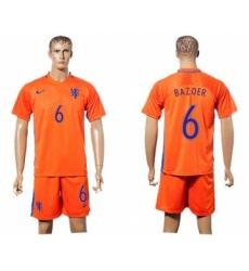 Holland #6 Bazoer Home Soccer Country Jersey