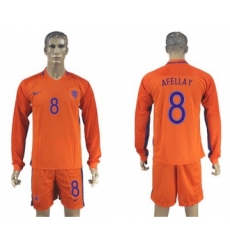Holland #8 Afellay Home Long Sleeves Soccer Country Jersey