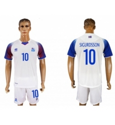 Iceland #10 Sigurdsson Away Soccer Country Jersey
