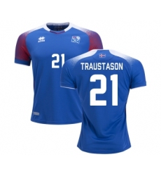 Iceland #21 TRAUSTASON Home Soccer Country Jersey
