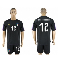 Italy #12 Donna Rumma Black Goalkeeper Soccer Country Jersey
