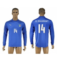 Italy #14 EL Shaarawy Blue Home Long Sleeves Soccer Country Jersey
