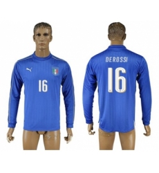 Italy #16 Derossi Blue Home Long Sleeves Soccer Country Jersey
