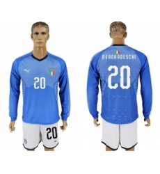 Italy #20 Berna Rdeschi Blue Home Long Sleeves Soccer Country Jersey
