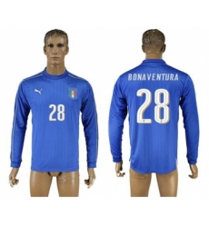 Italy #28 Bonaventura Blue Home Long Sleeves Soccer Country Jersey