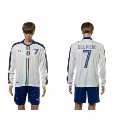 Italy #7 Del Piero White Away Long Sleeves Soccer Country Jersey