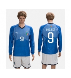 Italy #9 Inglese Blue Home Long Sleeves Soccer Country Jersey