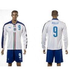 Italy #9 Pelle White Away Long Sleeves Soccer Country Jersey