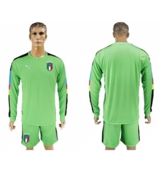 Italy Blank Green Long Sleeves Goalkeeper Soccer Country Jersey