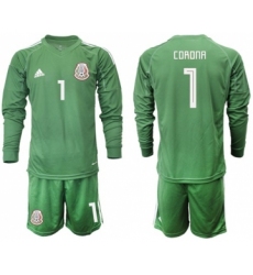 Mexico #1 Corona Green Long Sleeves Goalkeeper Soccer Country Jersey
