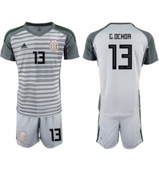 Mexico #13 G.Ochoa Grey Goalkeeper Soccer Country Jersey