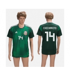 Mexico #14 Chicharito Green Training Soccer Country Jersey