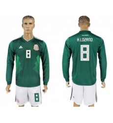 Mexico #8 H.Lozano Home Long Sleeves Soccer Country Jersey