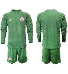Mexico Blank Green Long Sleeves Goalkeeper Soccer Country Jersey