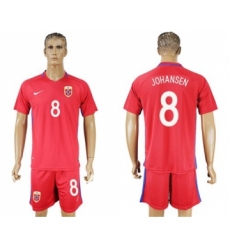 Norway #8 Johansen Home Soccer Country Jersey