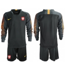 Poland Blank Black Goalkeeper Long Sleeves Soccer Country Jersey