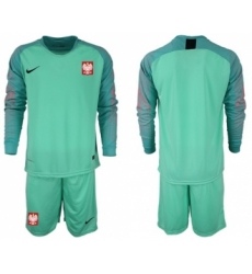 Poland Blank Green Goalkeeper Long Sleeves Soccer Country Jersey