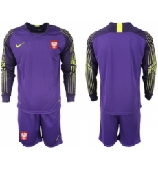 Poland Blank Purple Goalkeeper Long Sleeves Soccer Country Jersey