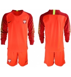 Poland Blank Red Goalkeeper Long Sleeves Soccer Country Jersey