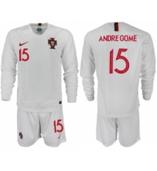 Portugal #15 Andre Gome Away Long Sleeves Soccer Country Jersey
