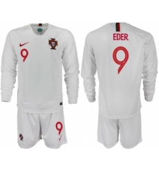 Portugal #9 Eder Away Long Sleeves Soccer Country Jersey