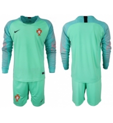 Portugal Blank Green Goalkeeper Long Sleeves Soccer Country Jersey