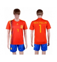 Spain #1 Iker Casillas Home Soccer Country Jersey