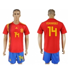 Spain #14 Fernandez Home Soccer Country Jersey