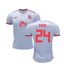 Spain #24 Suso Away Soccer Country Jersey