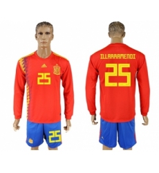 Spain #25 Illarramendi Red Home Long Sleeves Soccer Country Jersey